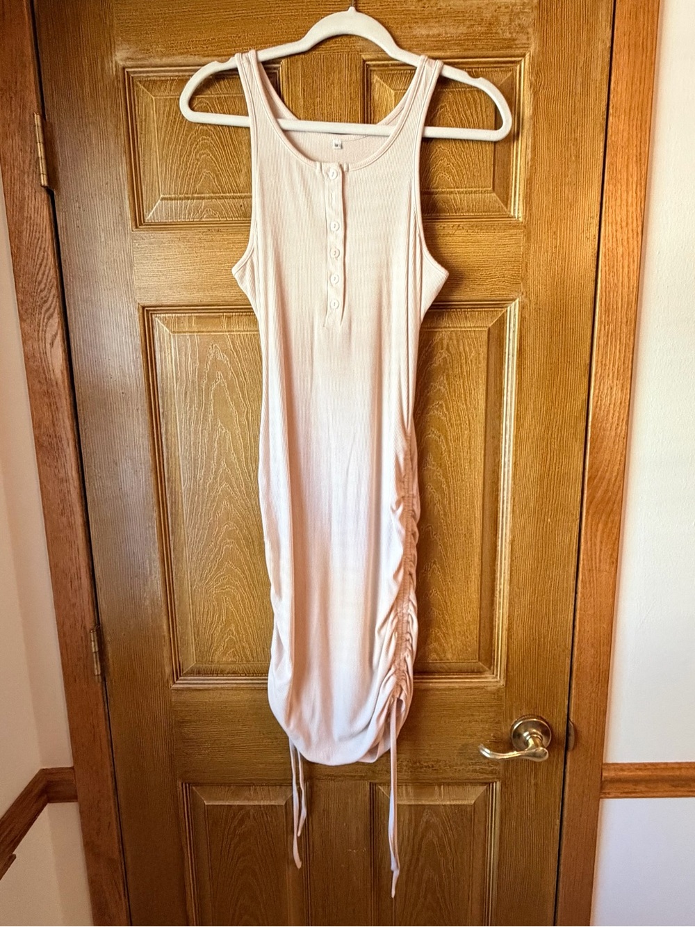 & Other Stories Blush Pink Sleeveless Ruched Midi Dress